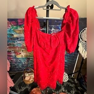 Lovers + Friends Red Floral Lace Mini Dress ~~ Size Medium NWOT